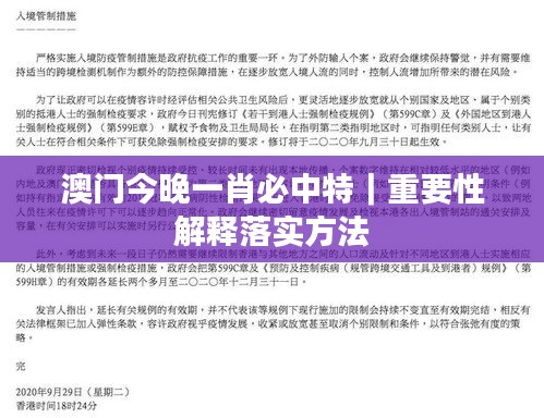 澳门今晚一肖必中特｜重要性解释落实方法